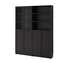 Dulap cu vitrina IKEA Billy / oxberg black-brown 160x30x202 cm