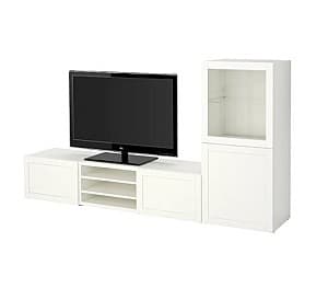 Comoda tv IKEA Hanviken white glass 240x42x129 cm