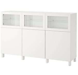 Dulap cu vitrina IKEA Besta White Lappviken / Sindvik glossy white 180x42x112 cm