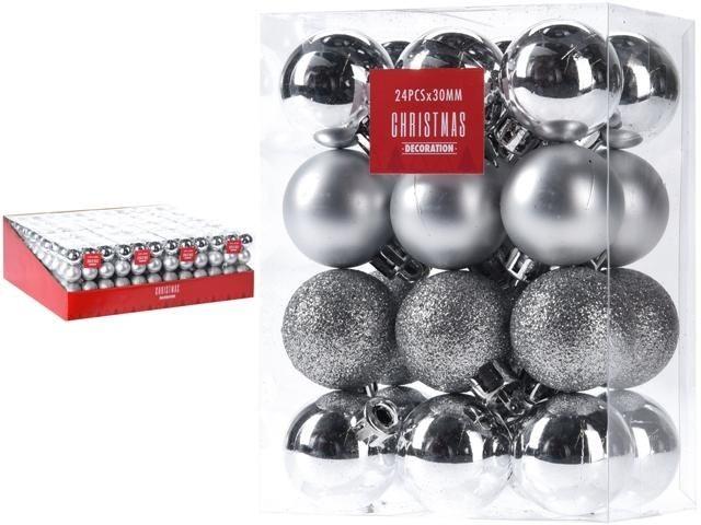 Игрушки для ёлки Christmas Шары 24X30mm серебристые