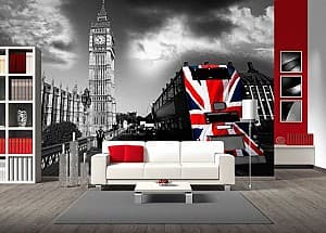 3D Фотообои Art.Desig  Городской автобус покрыт флагом Англии, Великобритания