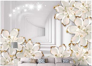 Fototapet 3d Art.Desig Florile albe și tunelul 3D