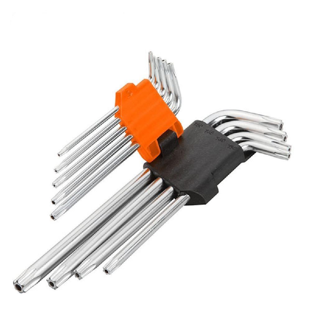 Set de chei Wokin 9 chei hexagonale torx cu brat lung Cr-V T10-T 50