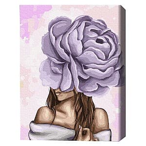 Картина по номерам BrushMe Дама с фиолетовым пионом 40×50 см (без упаковки)