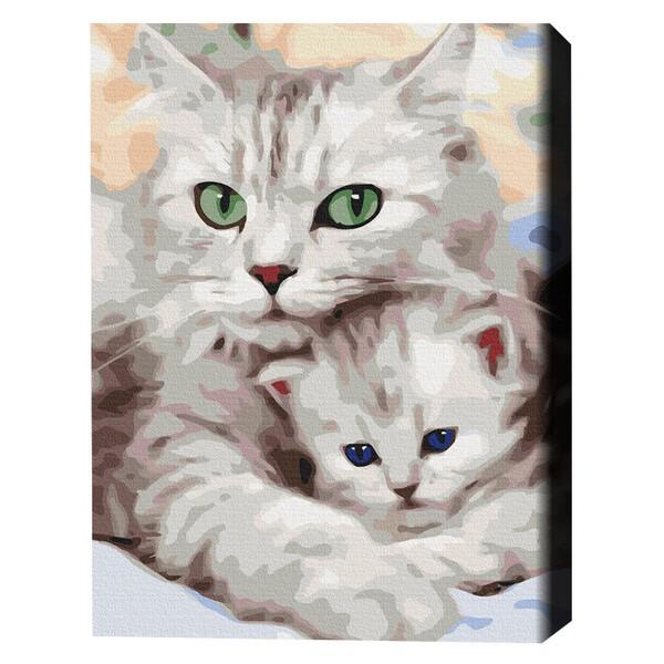 Tablou pe numere BrushMe Pisica mamă cu pisoiașul 40×50 cm (fără cutie)