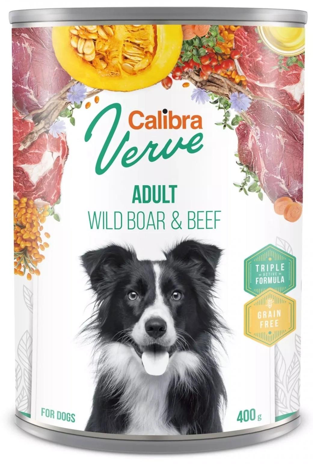 Влажный корм для собак Calibra Verve GF can Adult Wild Boar&Beef 400g