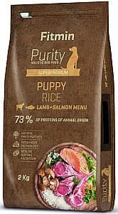 Hrană uscată pentru câini Fitmin Purity Rice Puppy Lamb&Salmon 2kg