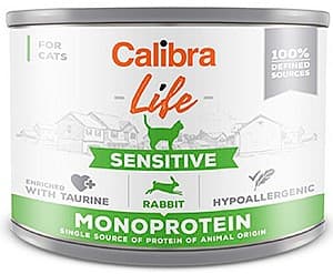 Hrană umedă pentru pisici Calibra Life Can Sensetive Rabbit 200g