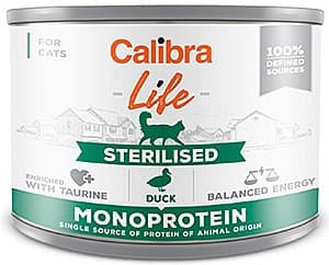 Hrană umedă pentru pisici Calibra Life can Sterilised Duck 200g