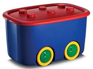 Coș pentru jucării KIS 46l, 58X39XH32cm, cu roti, rosu-albastru