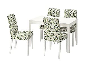 Набор стол и стулья IKEA Ekedalen/Bergmund White/Fågelfors multicolored 120/180 см