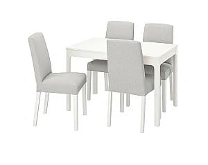 Набор стол и стулья IKEA Ekedalen/Bergmund White/Orrsta Gray/White 120/180 см