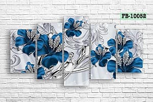 Tablou multicanvas Art.Desig Blue flowers with diamonds FB-10052