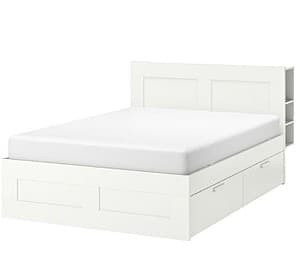 Кровать IKEA Brimnes White Luroy, 180×200 см (4 ящика для хранения)