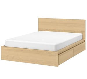 Кровать IKEA Malm  white oak veneer 180×200 см m(4 ящика для хранения)