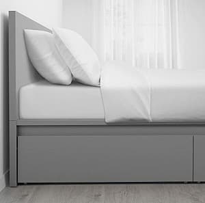 Кровать IKEA Malm Gray Lonset, 140×200 см (4 ящика для хранения)