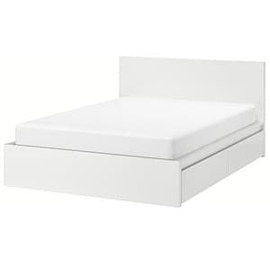 Кровать IKEA Malm White Lonset 180×200 см (4 ящика для хранения)