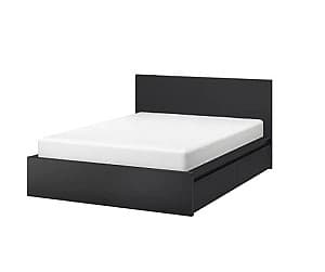 Кровать IKEA Malm black-brown 140×200 cм (4 ящика для хранения)