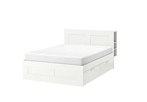 Кровать IKEA Brimnes white Luroy 140×200 см (4 ящика для хранения)