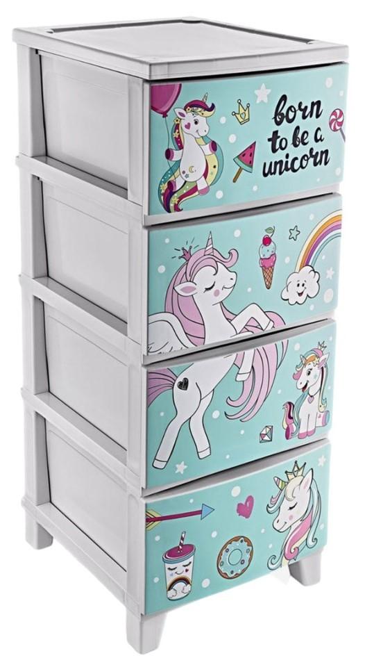 Comoda copii Polite Unicorn TRN077-05 (White/Blue)