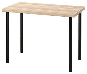 Офисный стол IKEA Linnmon/Adils 100x60 (Под Беленый Дуб/Черный)