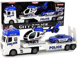  LeanToys Police Car Transporter Kit Helicopter
