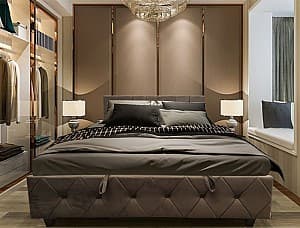 Кровать Alcantara Elbrus Brown Leather 1600x2000 mm