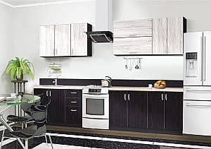 Set mobila bucatarie Modern Paola 2.6m Wenge Magic/Craft Oak White