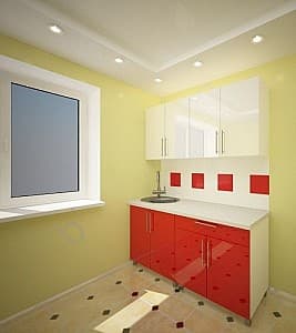 Кухонный гарнитур PS Мини (High Gloss) 1.6 m White/Red