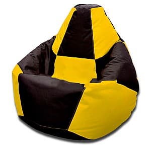 Fotoliu puf Beanbag Pear Chess XL Black Yellow