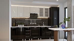 Set mobila bucatarie PS Iulia (High Gloss) 2.6 m White/Black