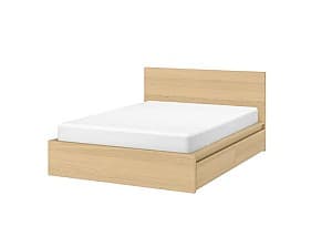 Кровать IKEA Malm oak veneer white Lonset 140×200 см (2 ящика для хранения)