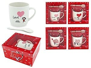 Set pentru ceai si cafea Sf.Valentine Love is... 210ml cu lingura