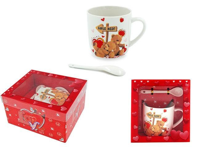 Чайный и кофейный набор Sf.Valentine Мишка 210 мл с ложкой