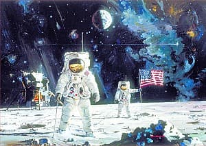 Puzzle Educa 1000 First Men on the Moon Robert McCall