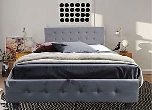 Кровать Alcantara Amelia 140x200 Textile Grey