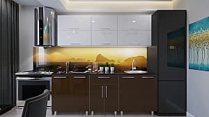 Кухонный гарнитур PS Modern (High Gloss) 1.8m White/Brown