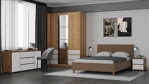 Set dormitor ML Mobila Nais Stejar Auriu/Alb, Modern