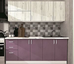 Кухонный гарнитур Modern Paola 2.0m Белый/Марсала (Фиолетовый)/Белый Дуб Крафт