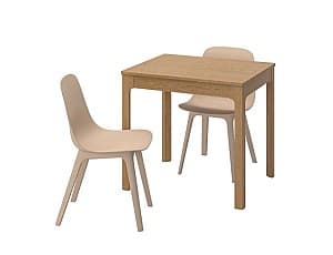 Набор стол и стулья IKEA Ekedalen / Odger дуб белый / бежевый    (2 стулья)