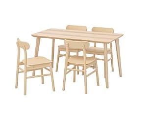 Набор стол и стулья IKEA Lisabo/Ronninge 140x78 Furnir frasin/Mesteacan(Бежевый)
