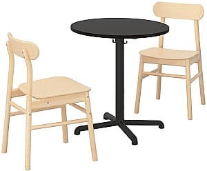 Набор стол и стулья IKEA Stensele/Ronninge Антрацит/Береза антрацит (1+2)