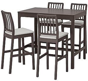 Набор стол и стулья IKEA Ekedalen Темно-коричневый/Оррста светло-серый