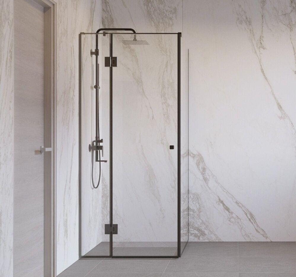 Cabina de dus KOR ușă batantă x1 bară de stabilizare rectangulară 90 grade (90x90x200)