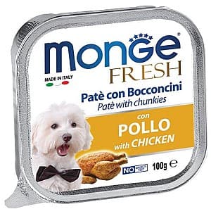 Влажный корм для собак Monge FRESH Pate and chunkies with chicken and vegetables 100gr
