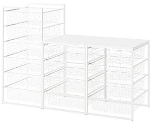 Стеллаж IKEA Jonaxel каркас/проволочные корзины/верхние полки 148x51x104 Белый