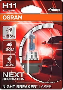 Автомобильная лампа Osram NIGHT BREAKER LASER +150% H11 12V