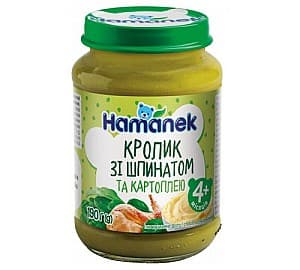 Пюре для детей Hamanek кролик/шпинат и картофель (4 мес+) 190 гр