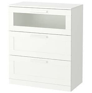 Comoda IKEA Brimnes 3 sertareа 78x95 Alb/Sticla Mata