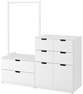 Прихожая IKEA Nordli с вешалкой/8 ящиков 160x169 Белый